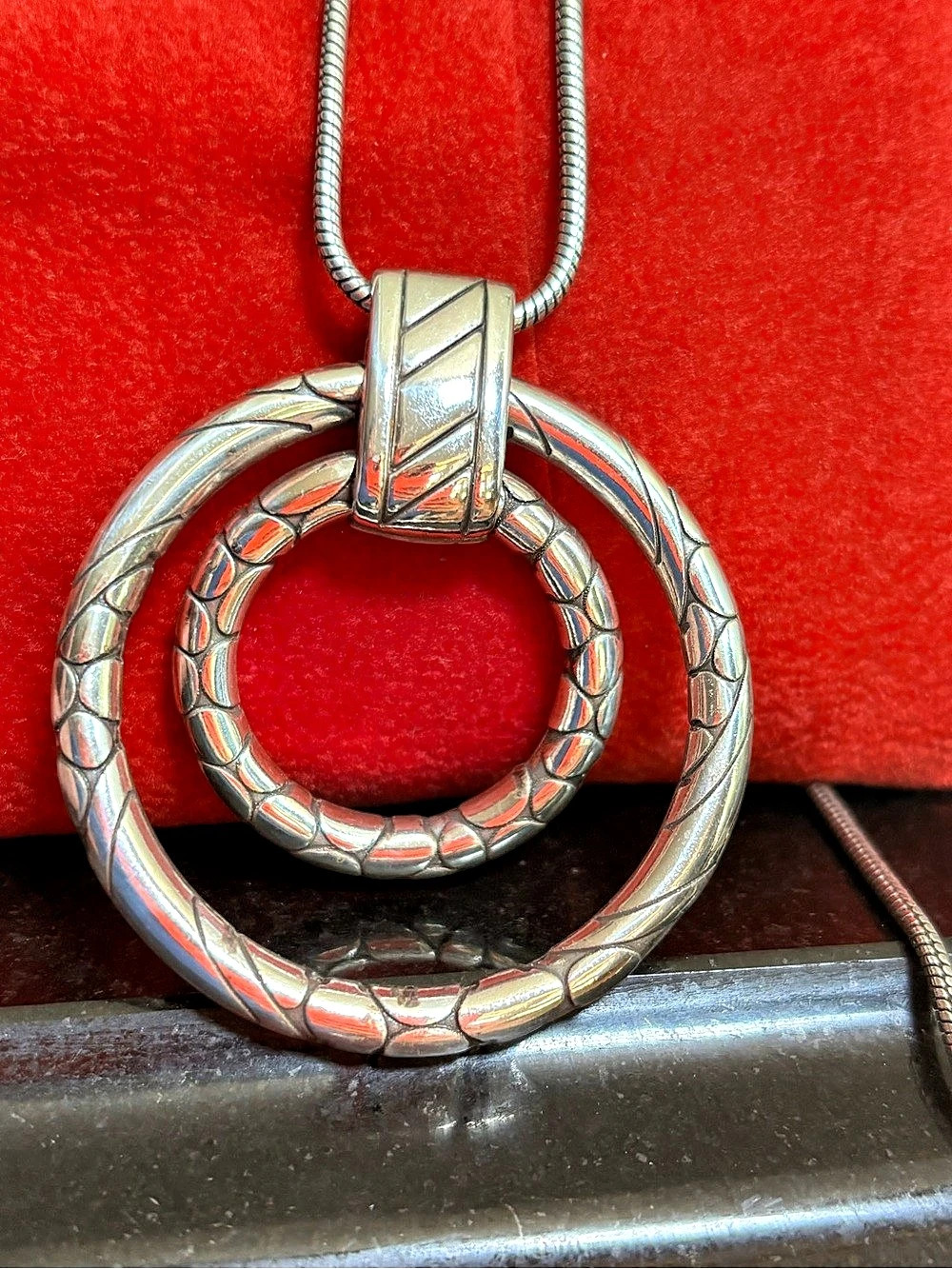 Brighton Textured Double Circle Pendant Necklace